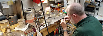 Carver Jewelers goldsmith crafting jewelry